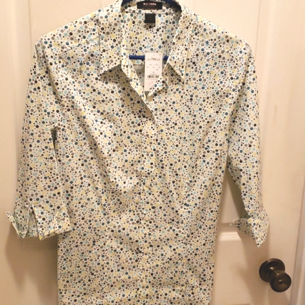 NWT Vintage Polka Dot Button Up Blouse